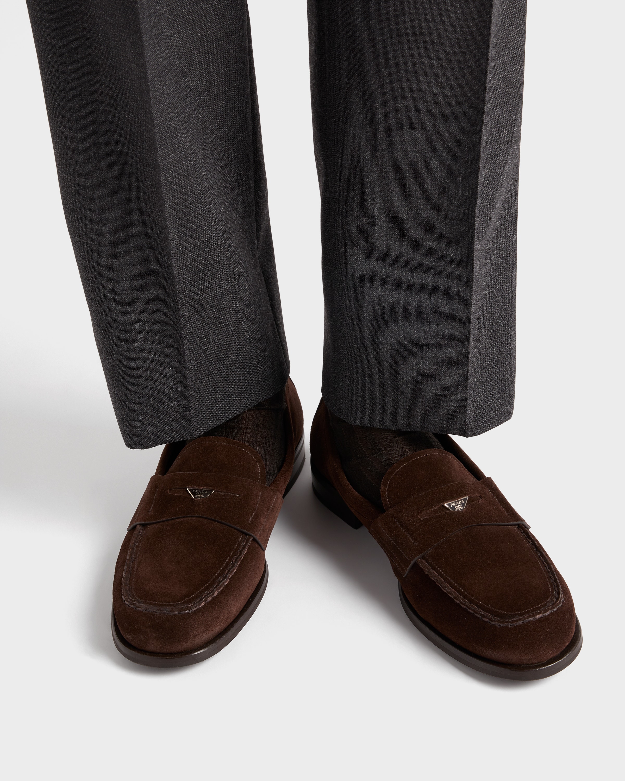 Dark Brown Suede loafers | PRADA