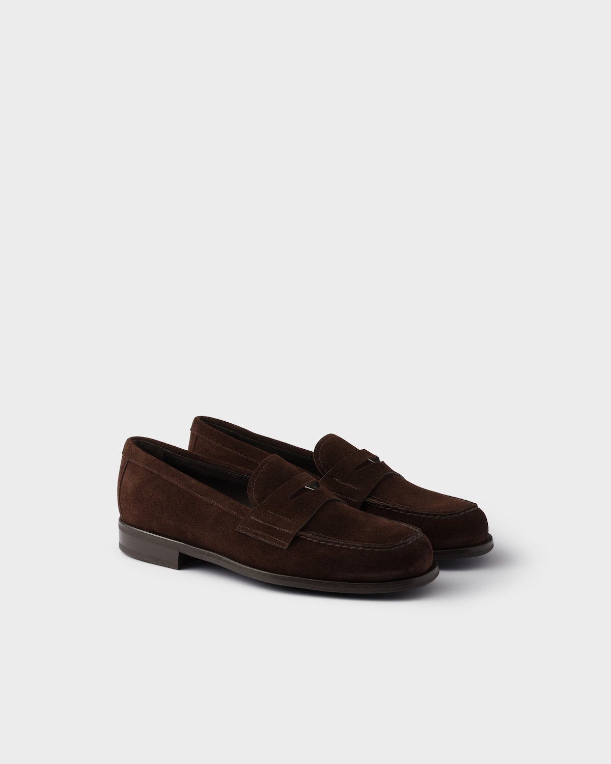 PRADA 25S THICK-SOLE LOAFERS 60 MM IN DARK BROWN SUEDE