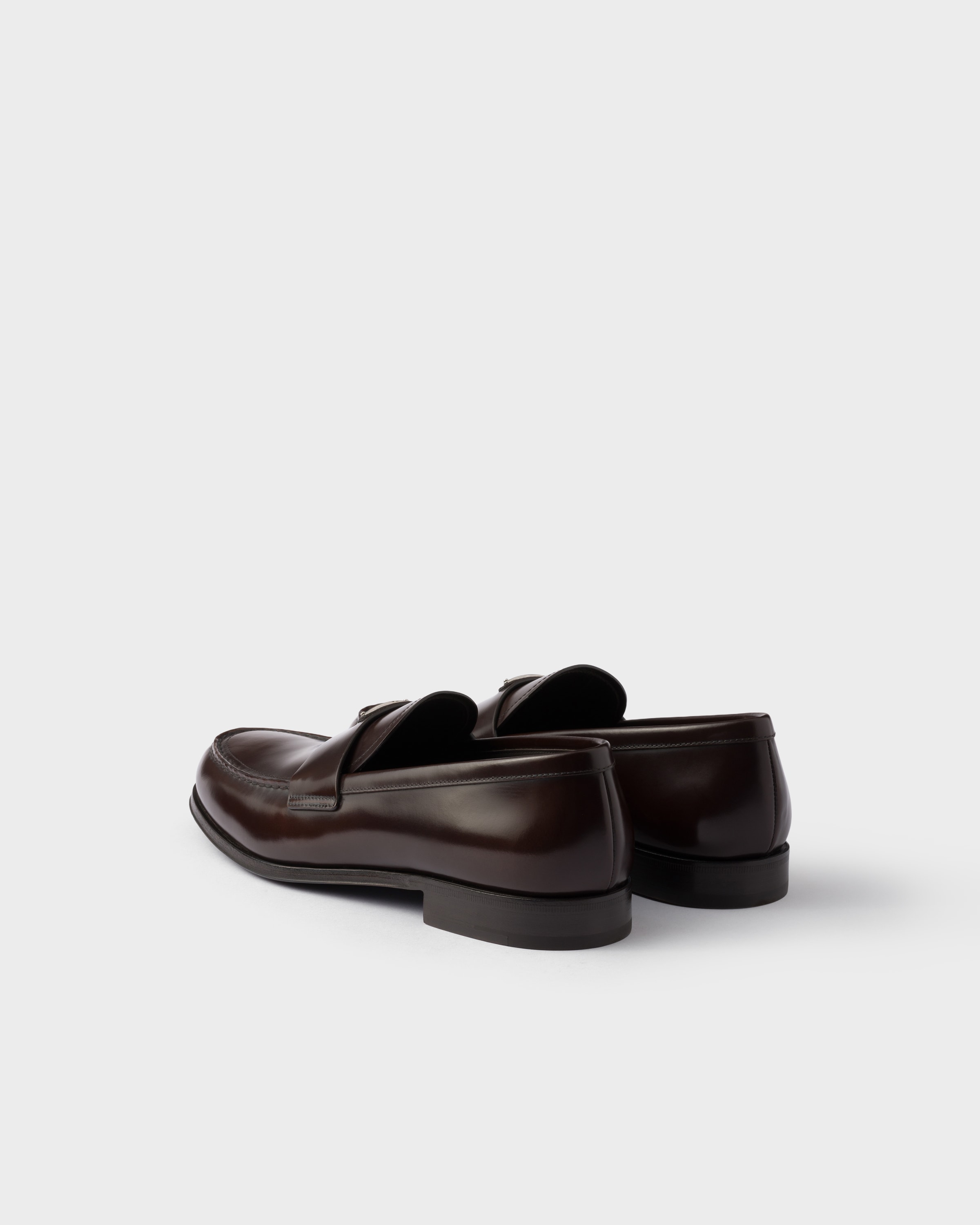 Prada Brushed Leather Loafers In Brown