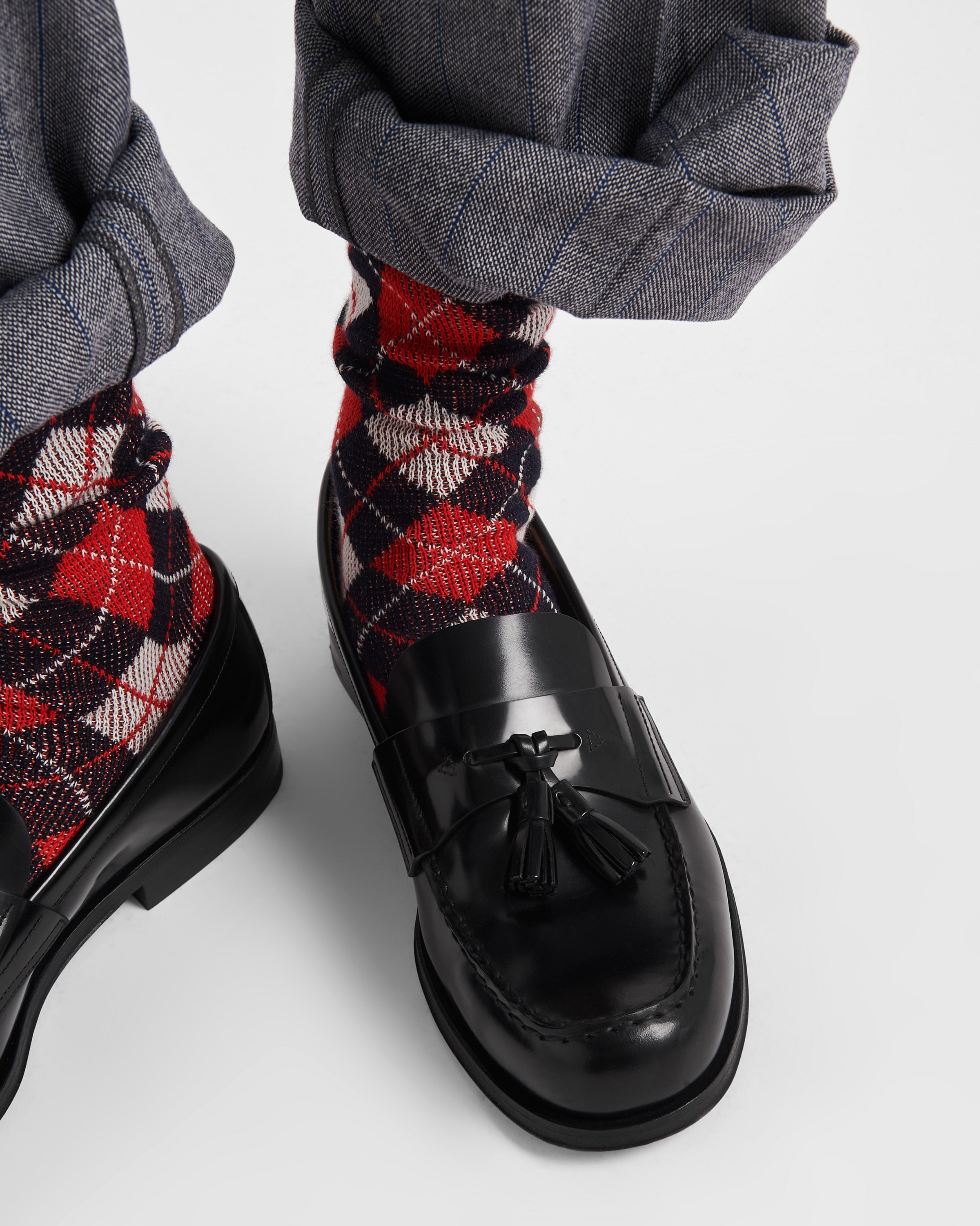 Black Brushed Leather Loafers PRADA