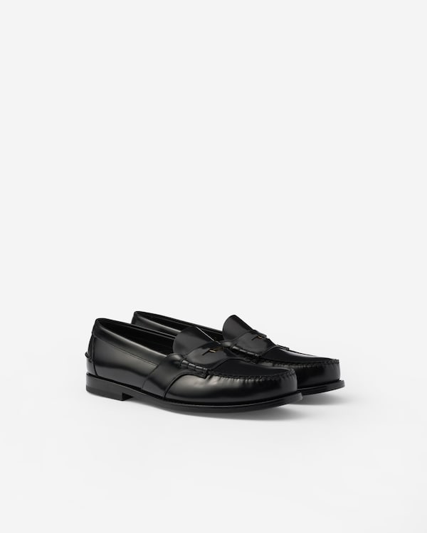 Black Brushed leather loafers | PRADA