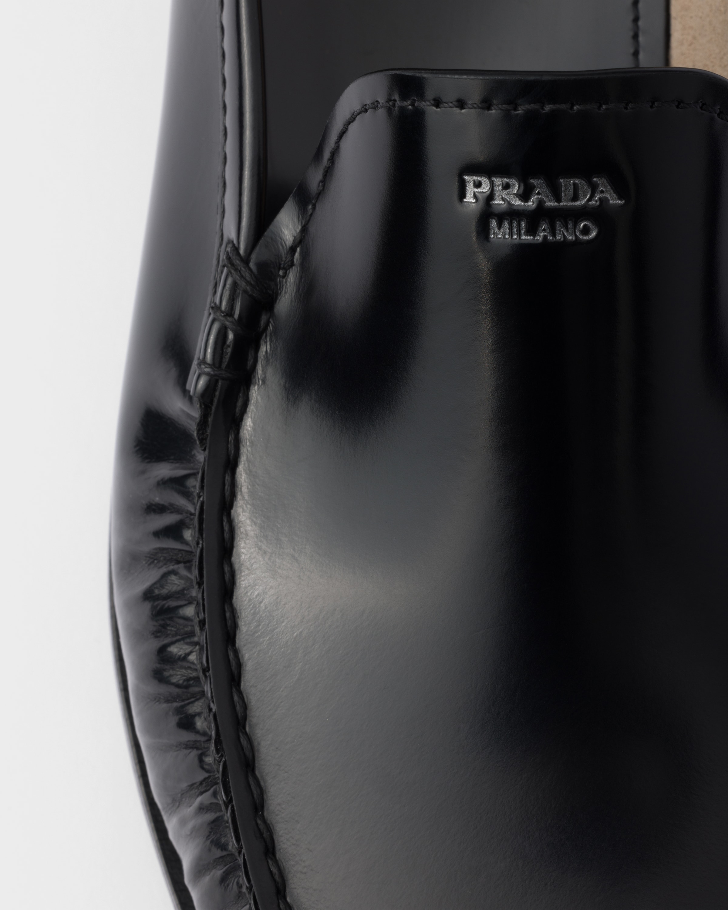 Black Brushed leather loafers | PRADA - United States