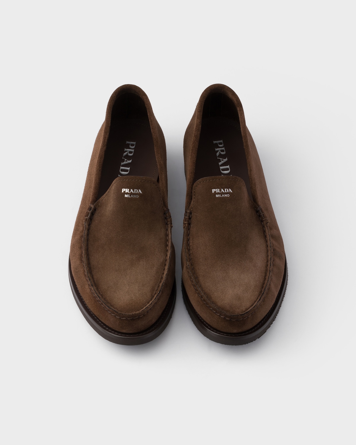 Prada Women Dark Brown Leather Loafers main image 1