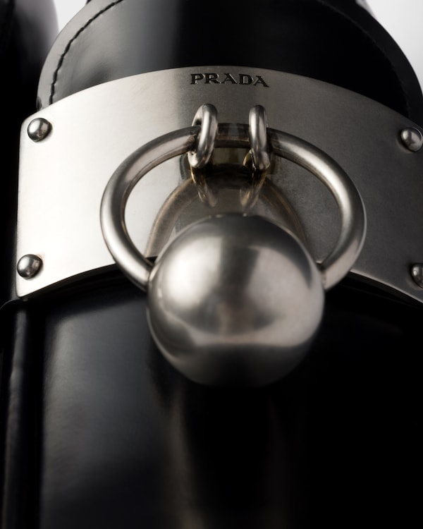 Brushed leather loafers with metal ring Brushed leather loafers with metal ring