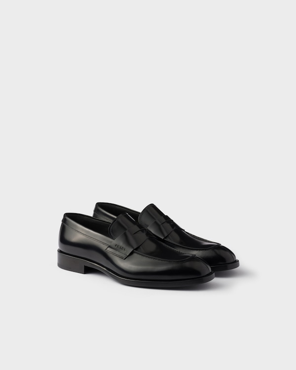 PRADA プラダ チョコレート ブラッシュドレザー ローファー 35 ブラウン プラダ チョコレート ブラッシュドレザー ローファー