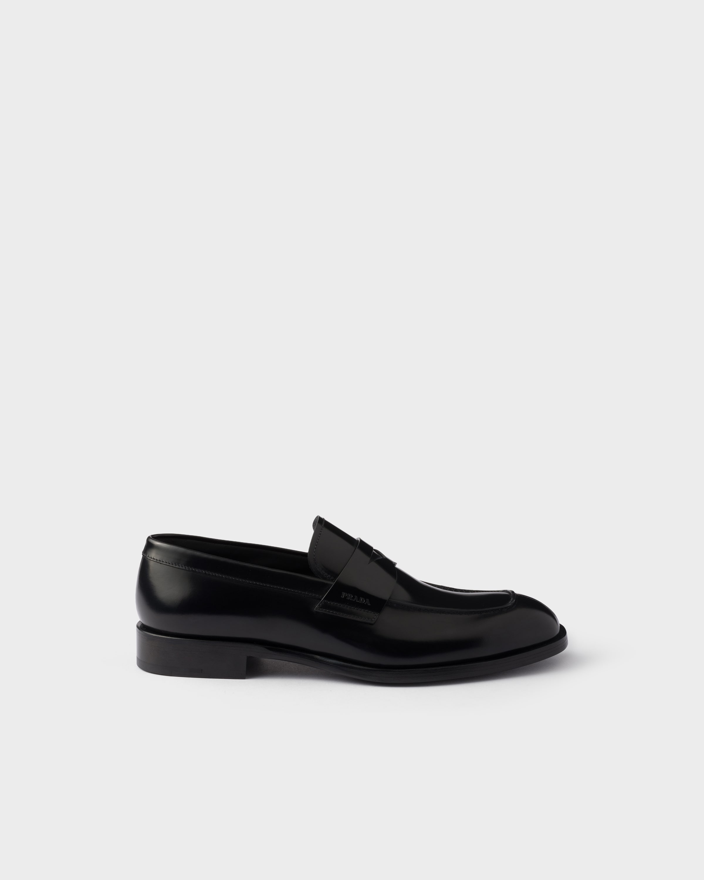Black Brushed Leather Loafers | PRADA