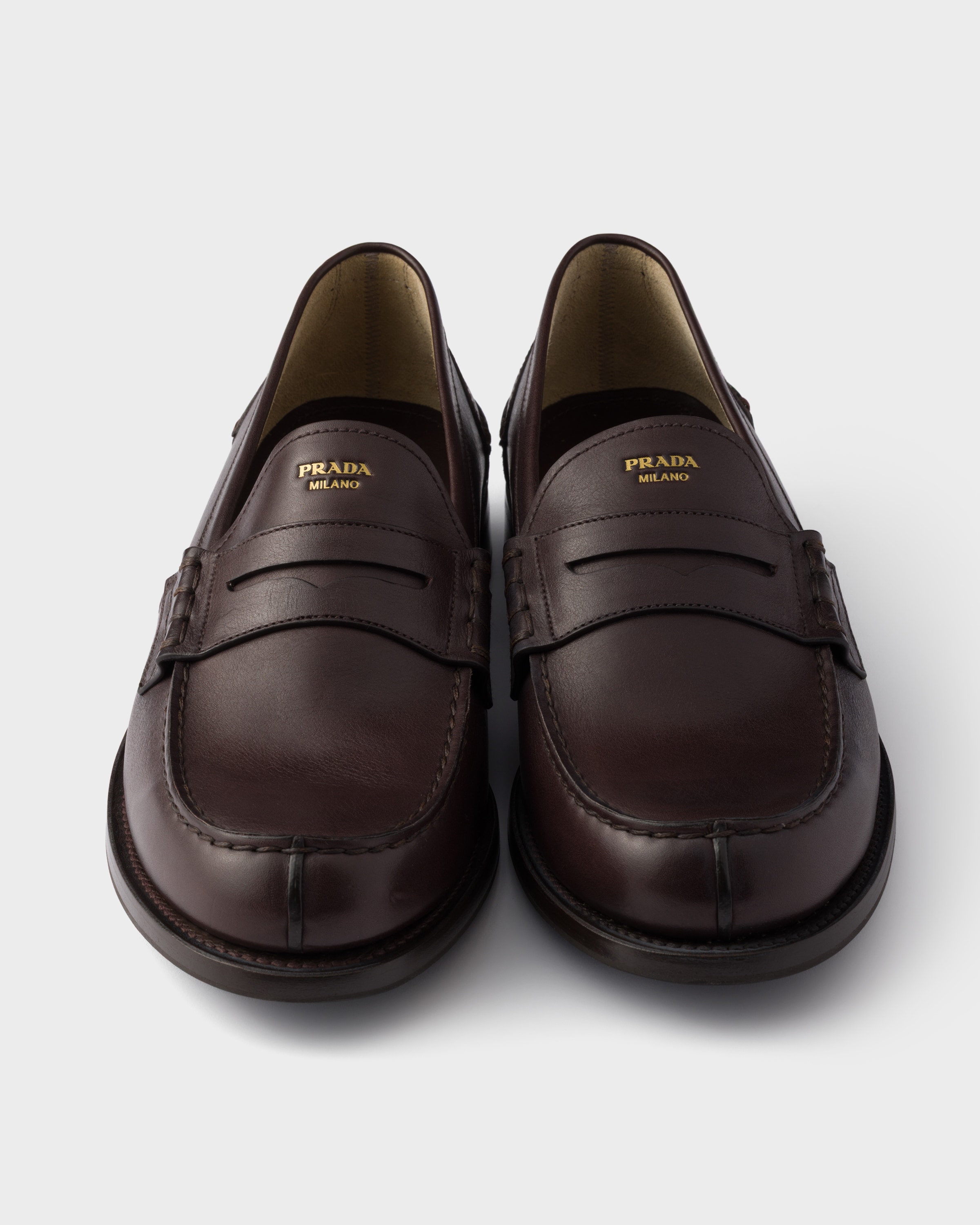 Dark Brown Leather loafers | PRADA