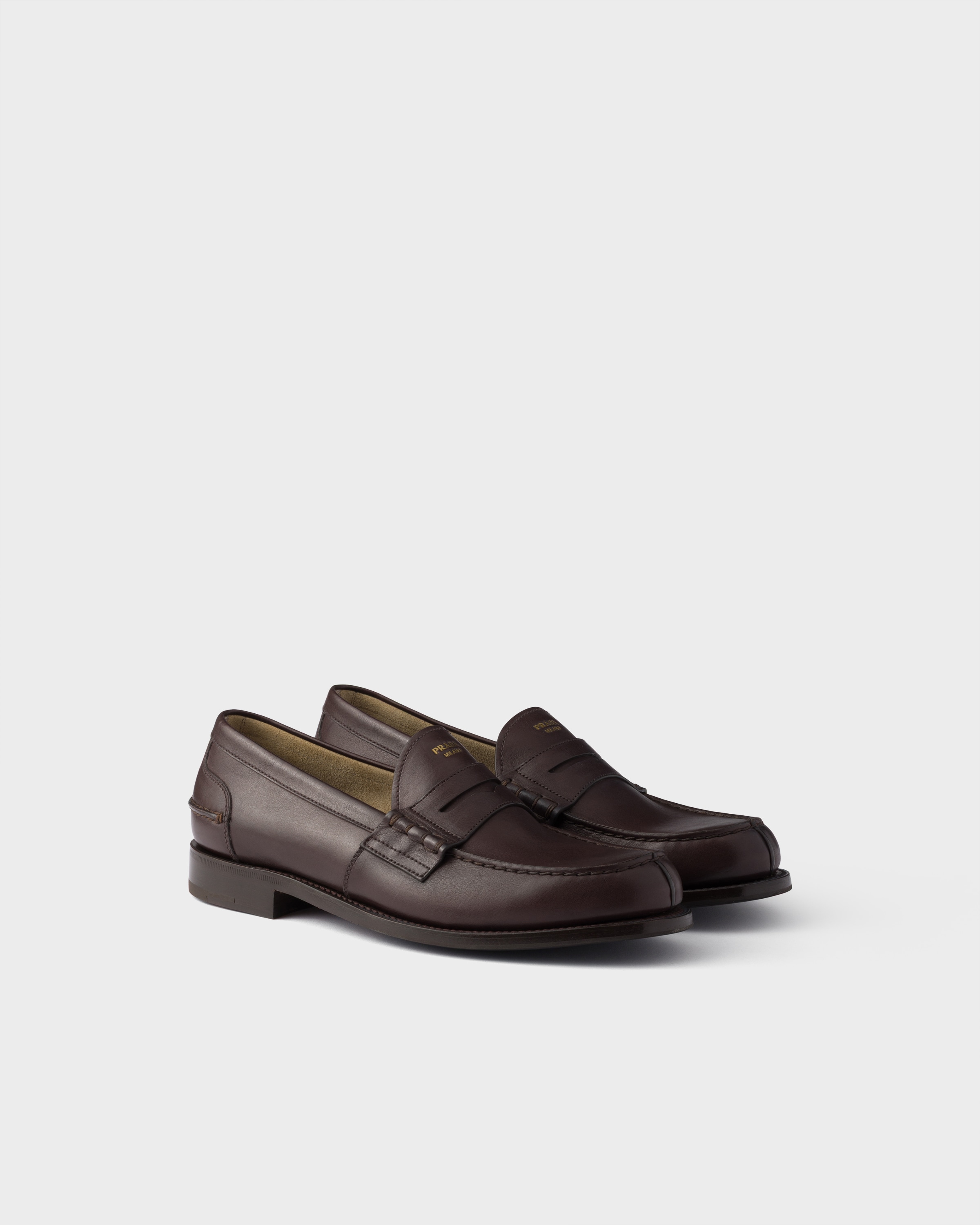 Dark Brown Leather loafers | PRADA