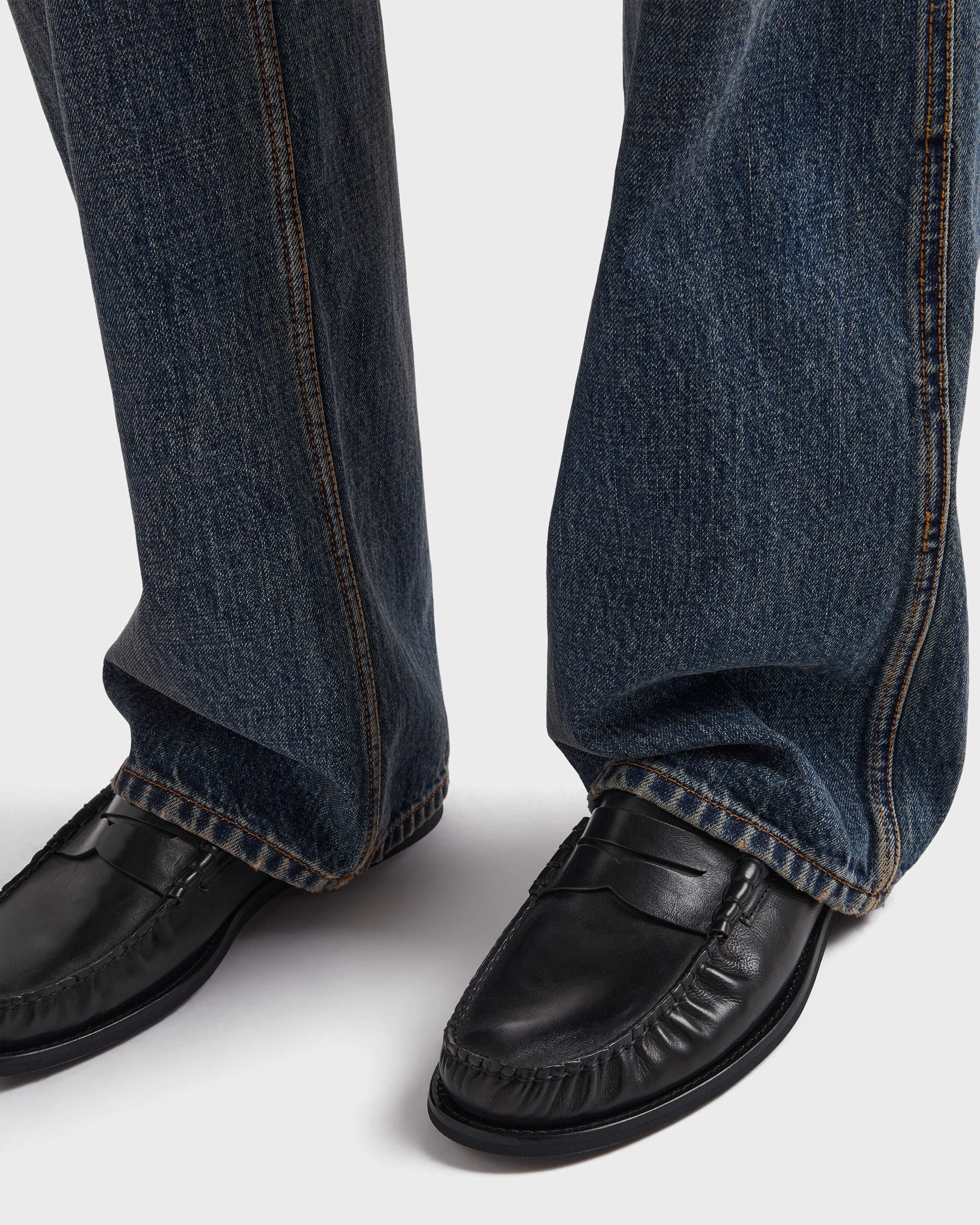 Black Brushed Leather Loafers | PRADA - United States
