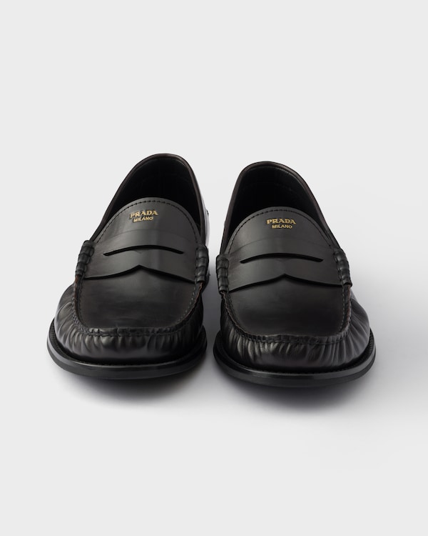 Antiqued leather loafers - Black/Tan Antiqued leather loafers - Black/Tan