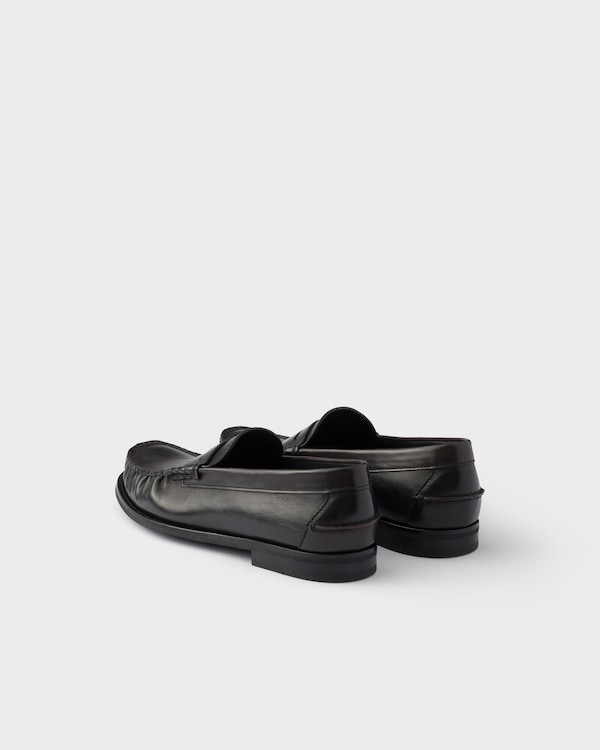 Antiqued leather loafers - Black/Tan Antiqued leather loafers - Black/Tan