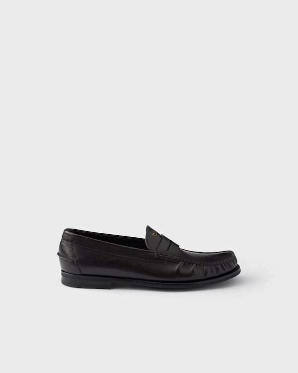 Antiqued leather loafers - Black/Tan Antiqued leather loafers - Black/Tan