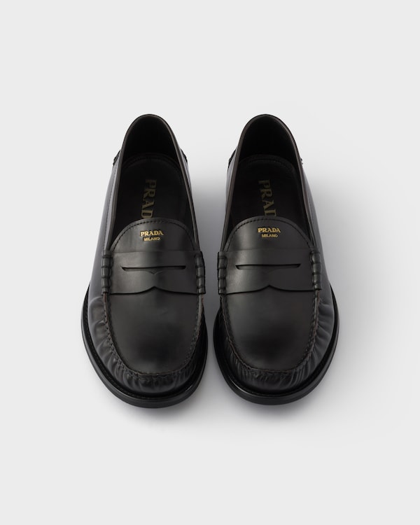Antiqued leather loafers - Black/Tan Antiqued leather loafers - Black/Tan