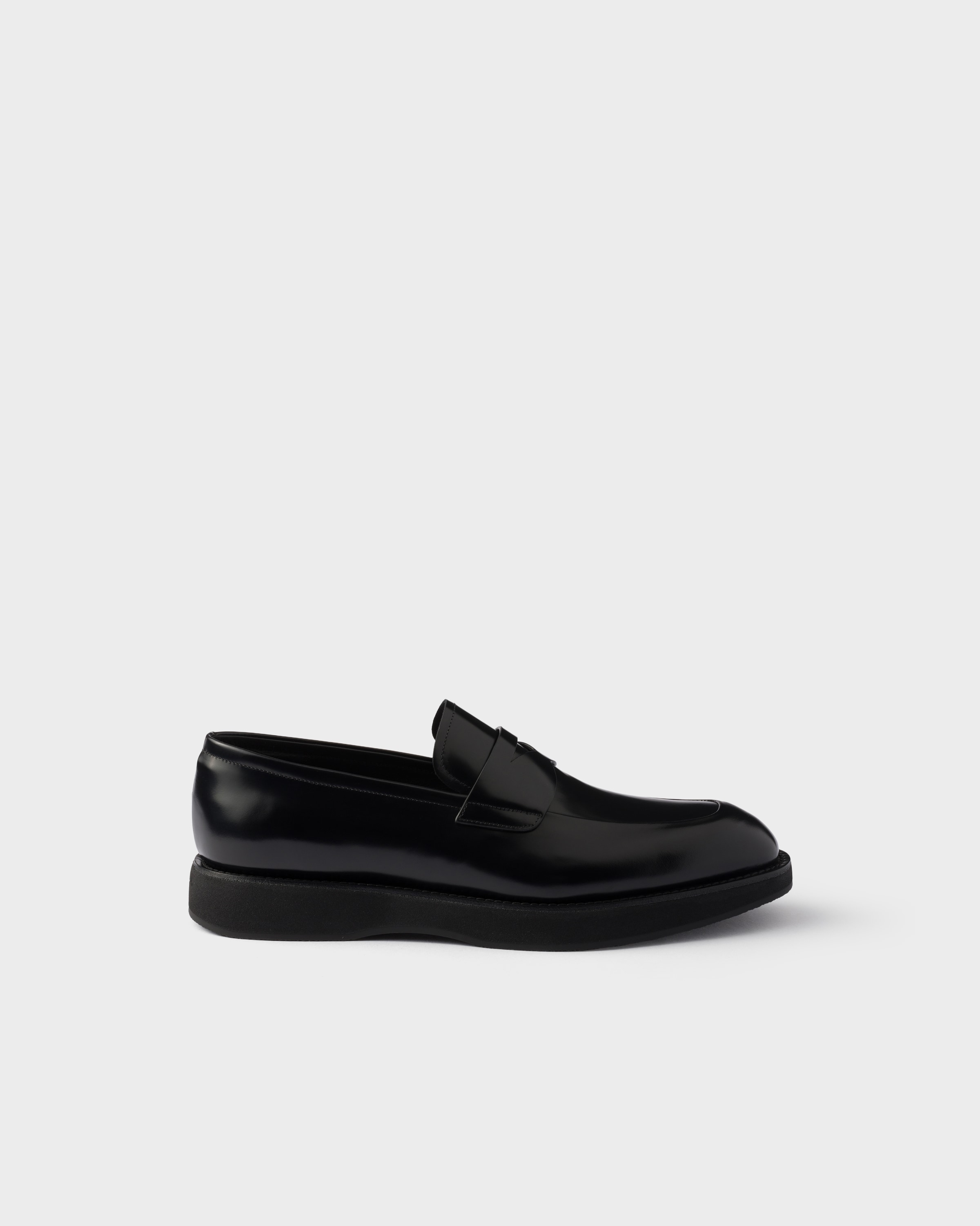 Prada Brushed Leather Loafers, Man, Black, Size 6,5