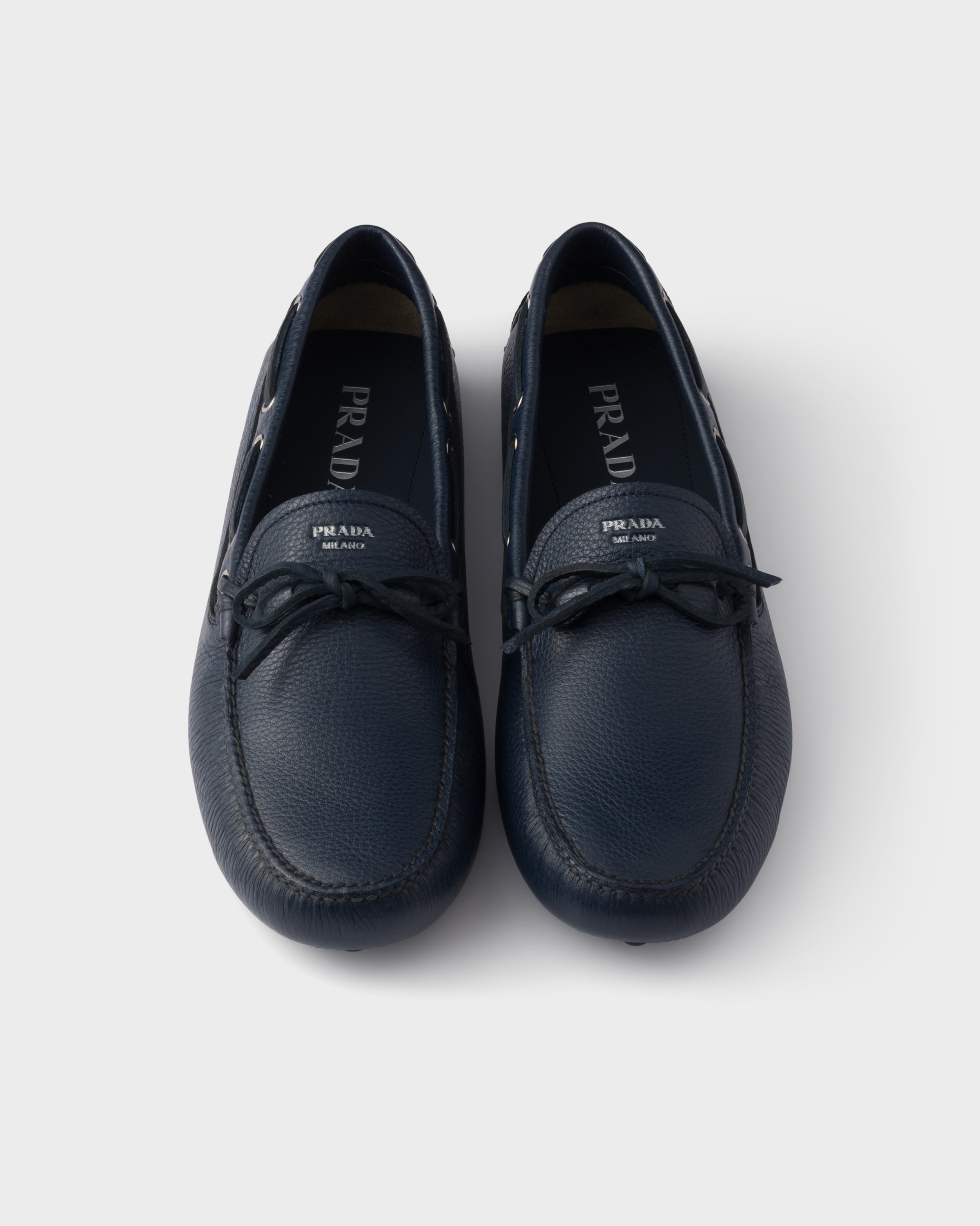 Baltic Blue Leather driving shoe | PRADA - United States