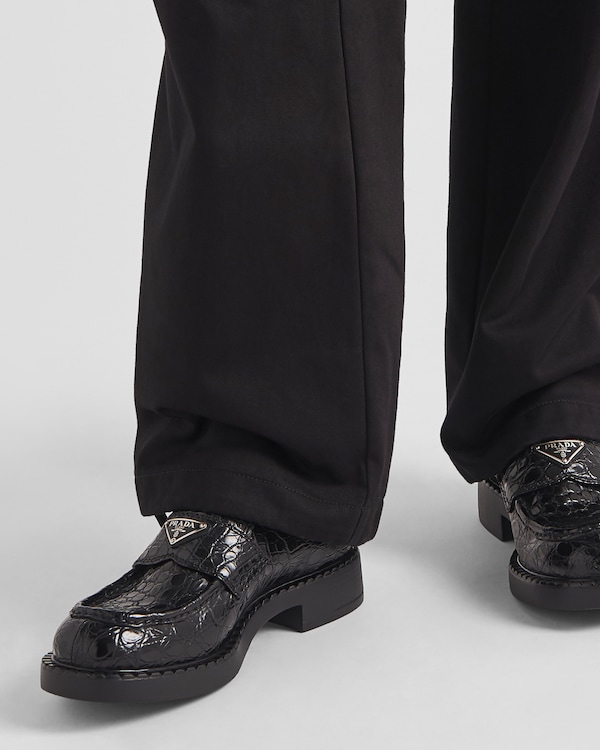 Chocolate crocodile leather loafers - Black Chocolate crocodile leather loafers - Black