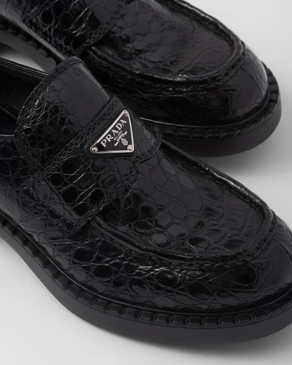 Chocolate crocodile leather loafers - Black Chocolate crocodile leather loafers - Black
