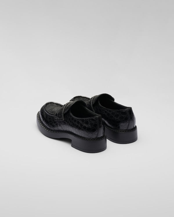 Chocolate crocodile leather loafers - Black Chocolate crocodile leather loafers - Black