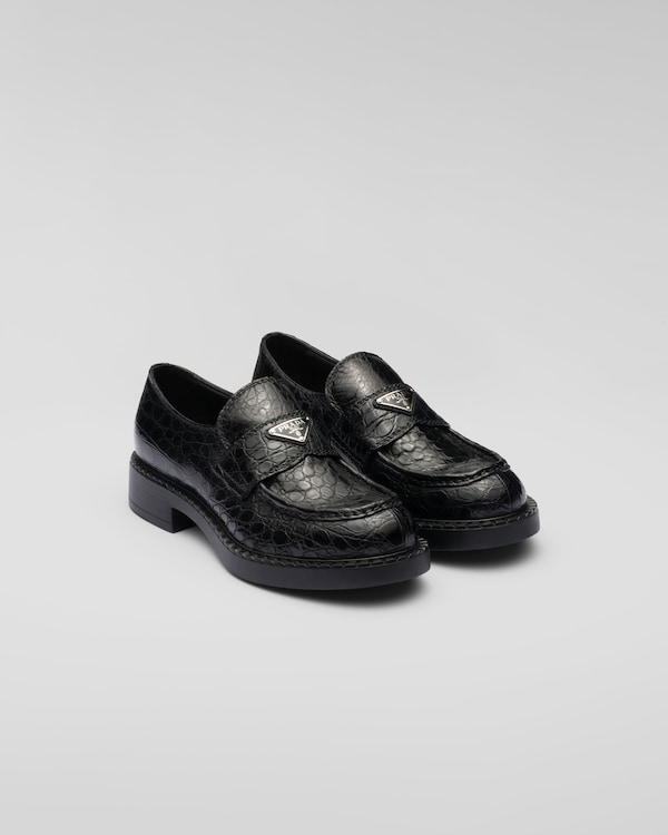 Chocolate crocodile leather loafers - Black Chocolate crocodile leather loafers - Black