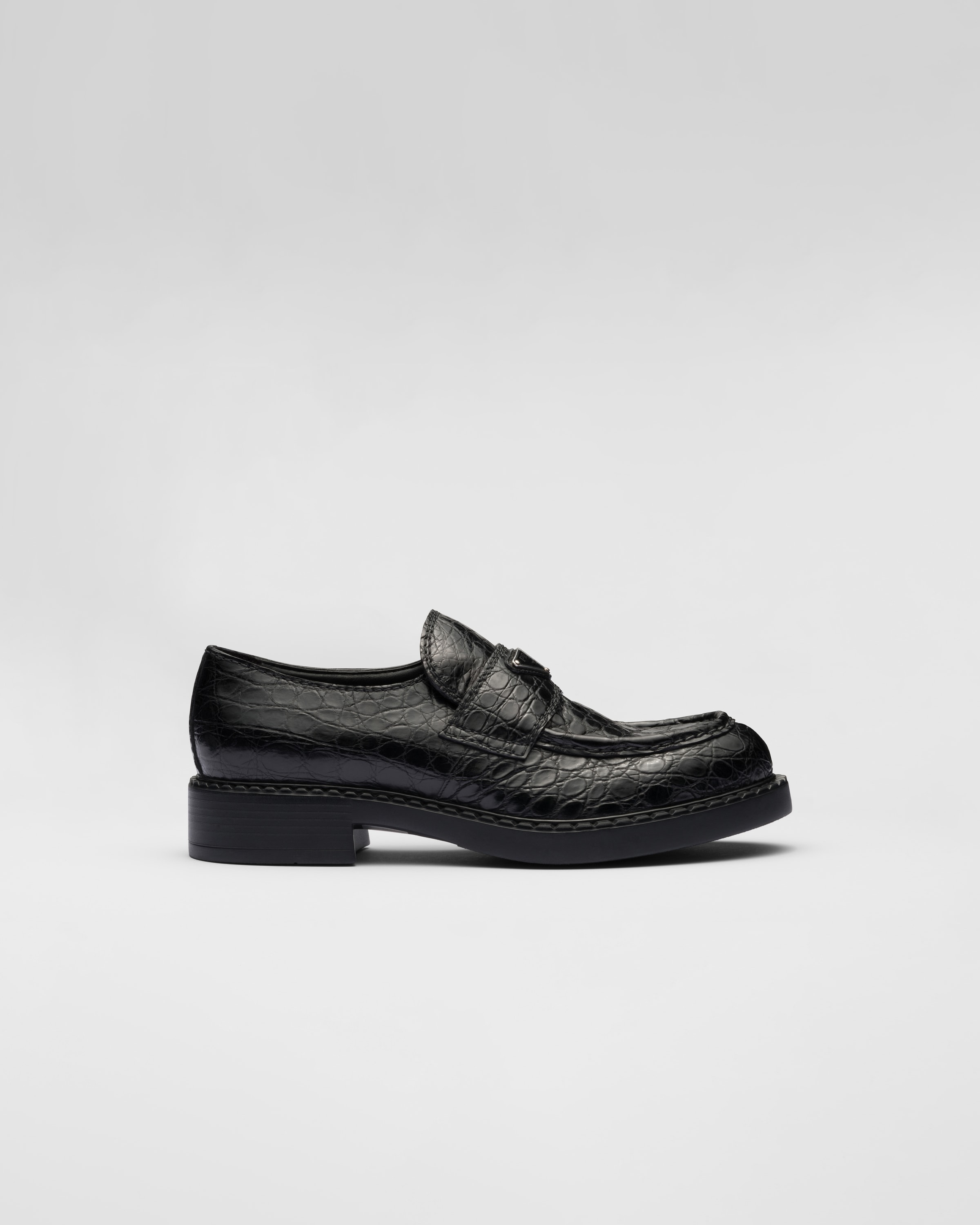 Prada Chocolate crocodile leather loafers
