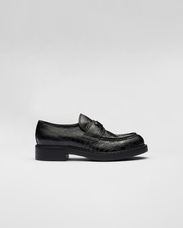 Chocolate crocodile leather loafers - Black Chocolate crocodile leather loafers - Black