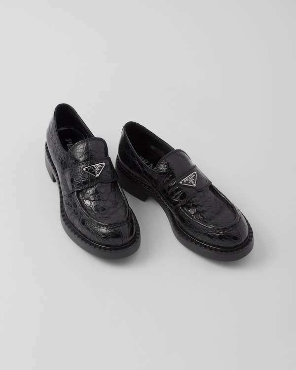 Chocolate crocodile leather loafers - Black Chocolate crocodile leather loafers - Black