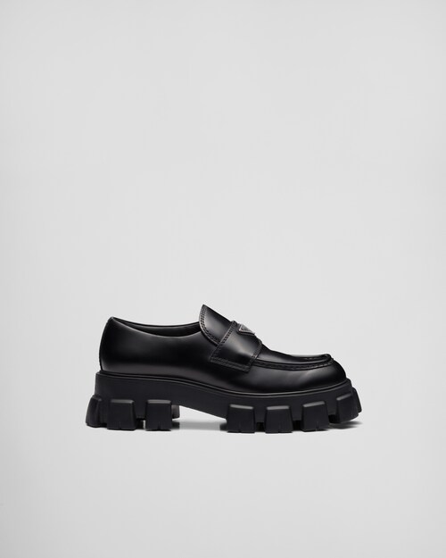 monolith brushed leather pointed loafers