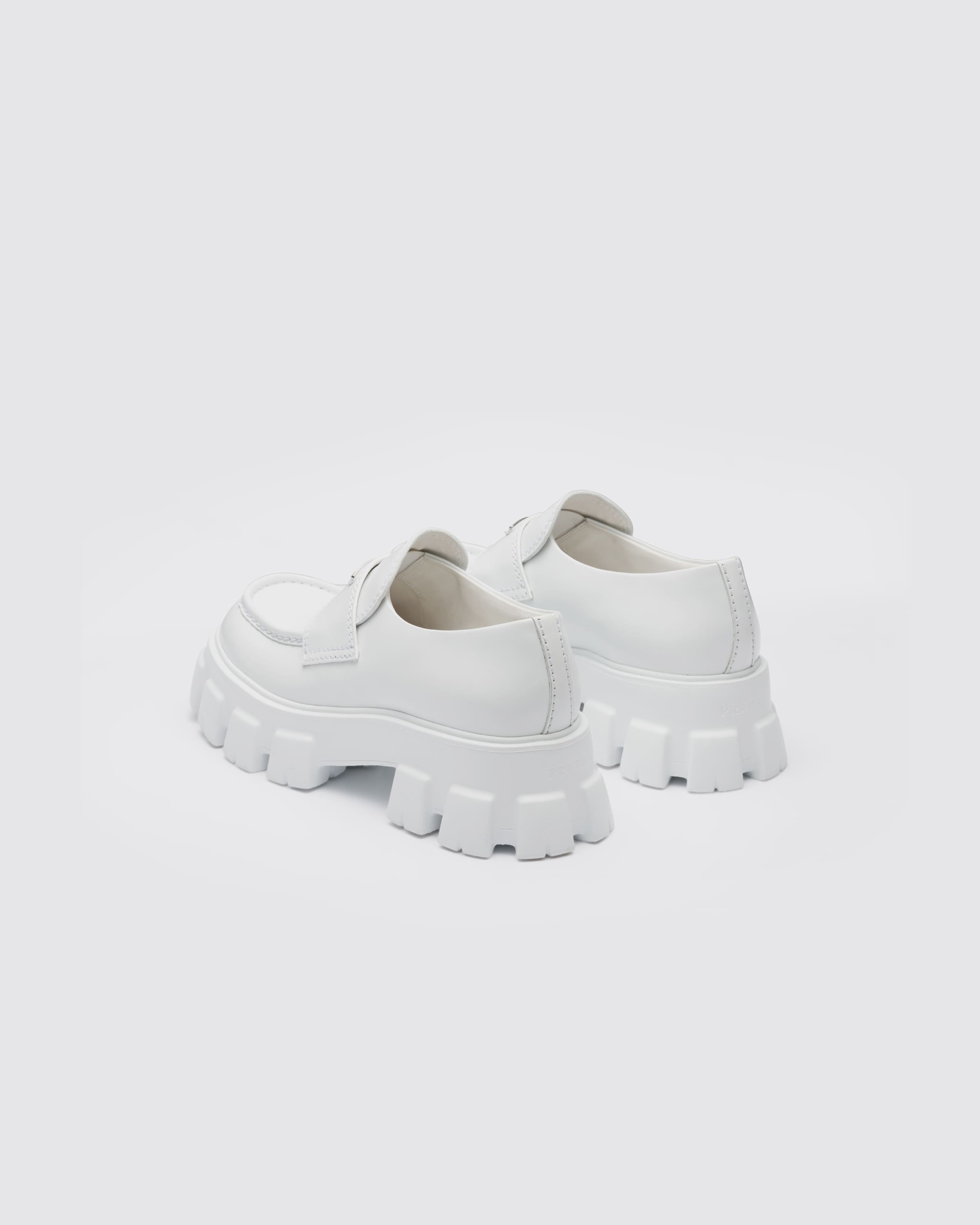 Prada white loafers online