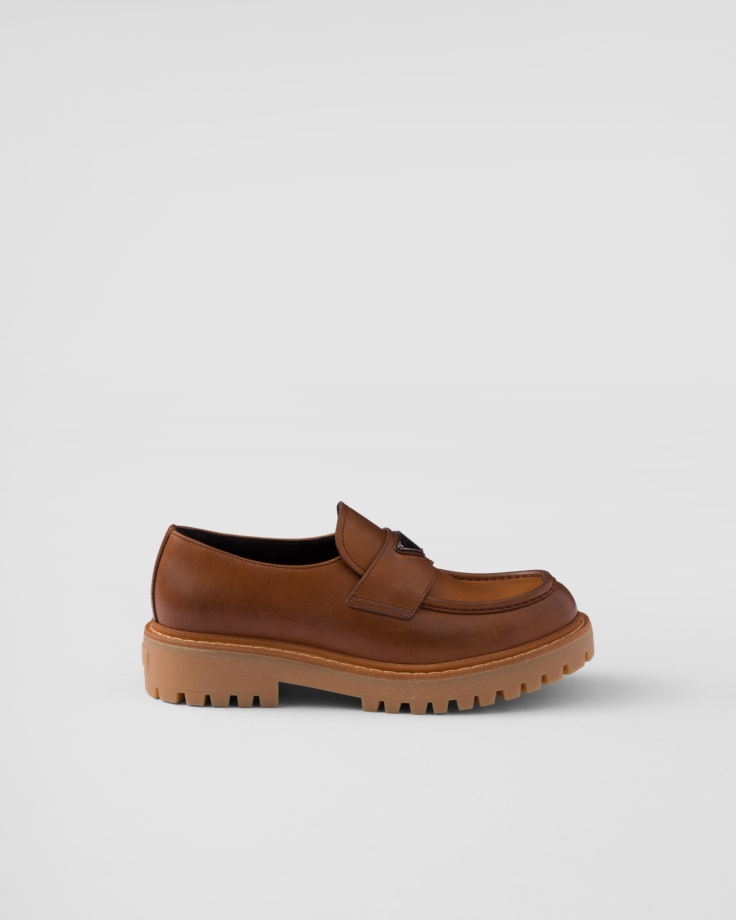 Loafers for men in brushed leather slides Platform PRADA
