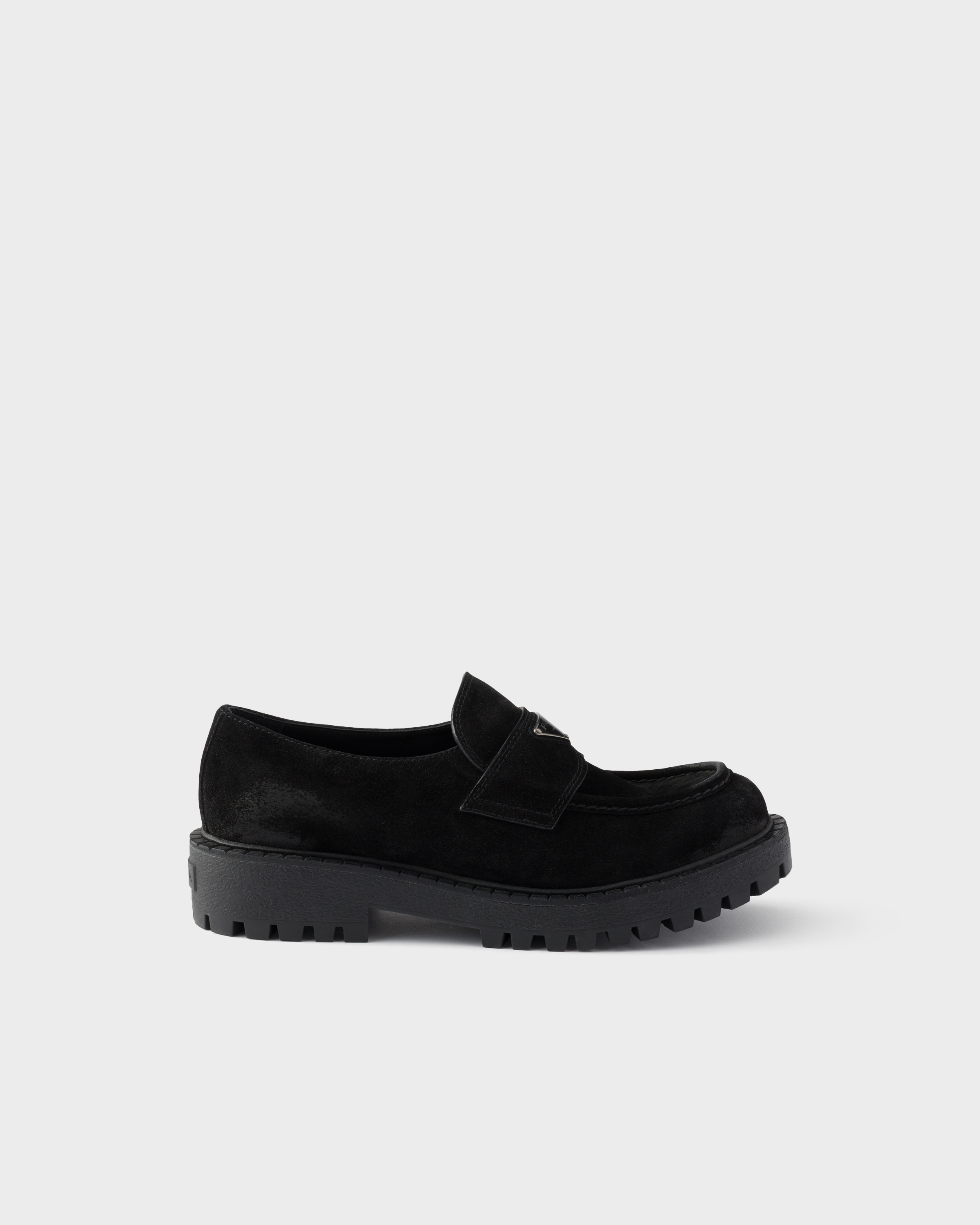 Prada Aged suede loafers