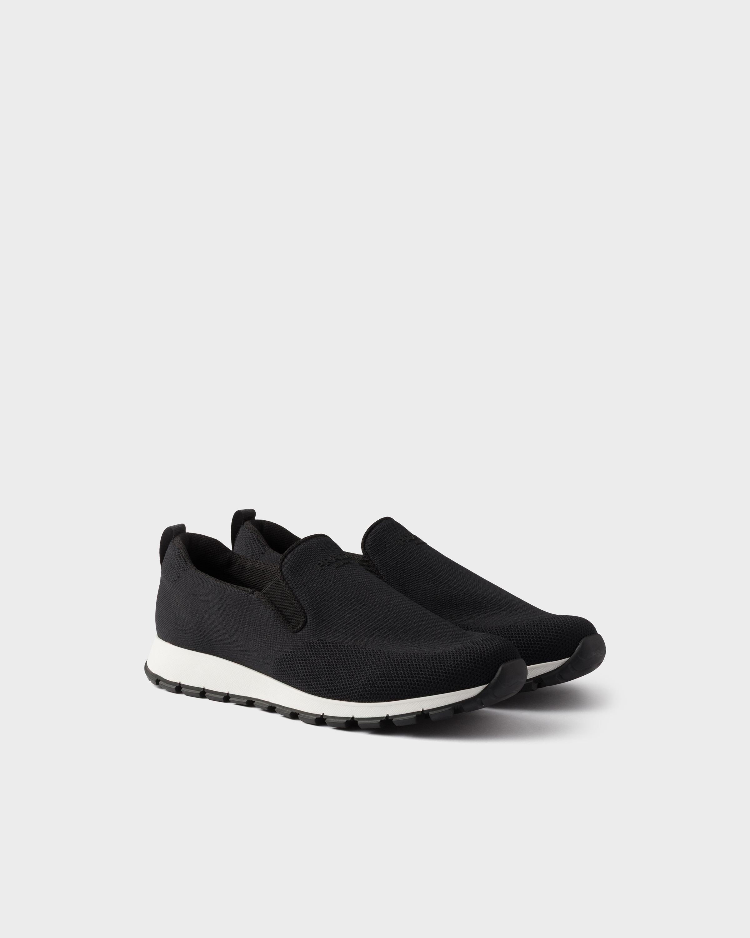 Black Stretch knit slip-on sneakers | PRADA