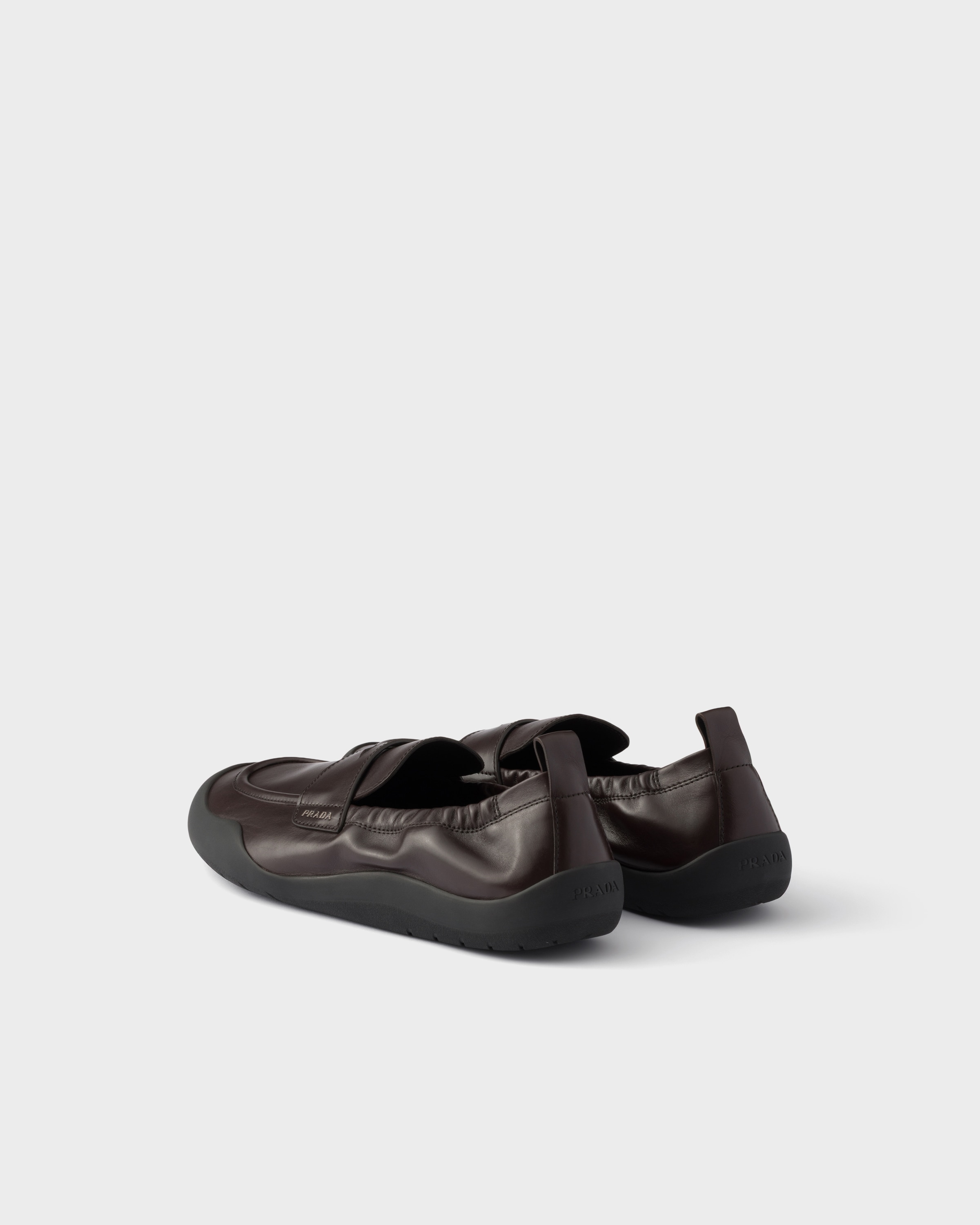 Dark Brown Speedrock Leather Loafers | PRADA - United States