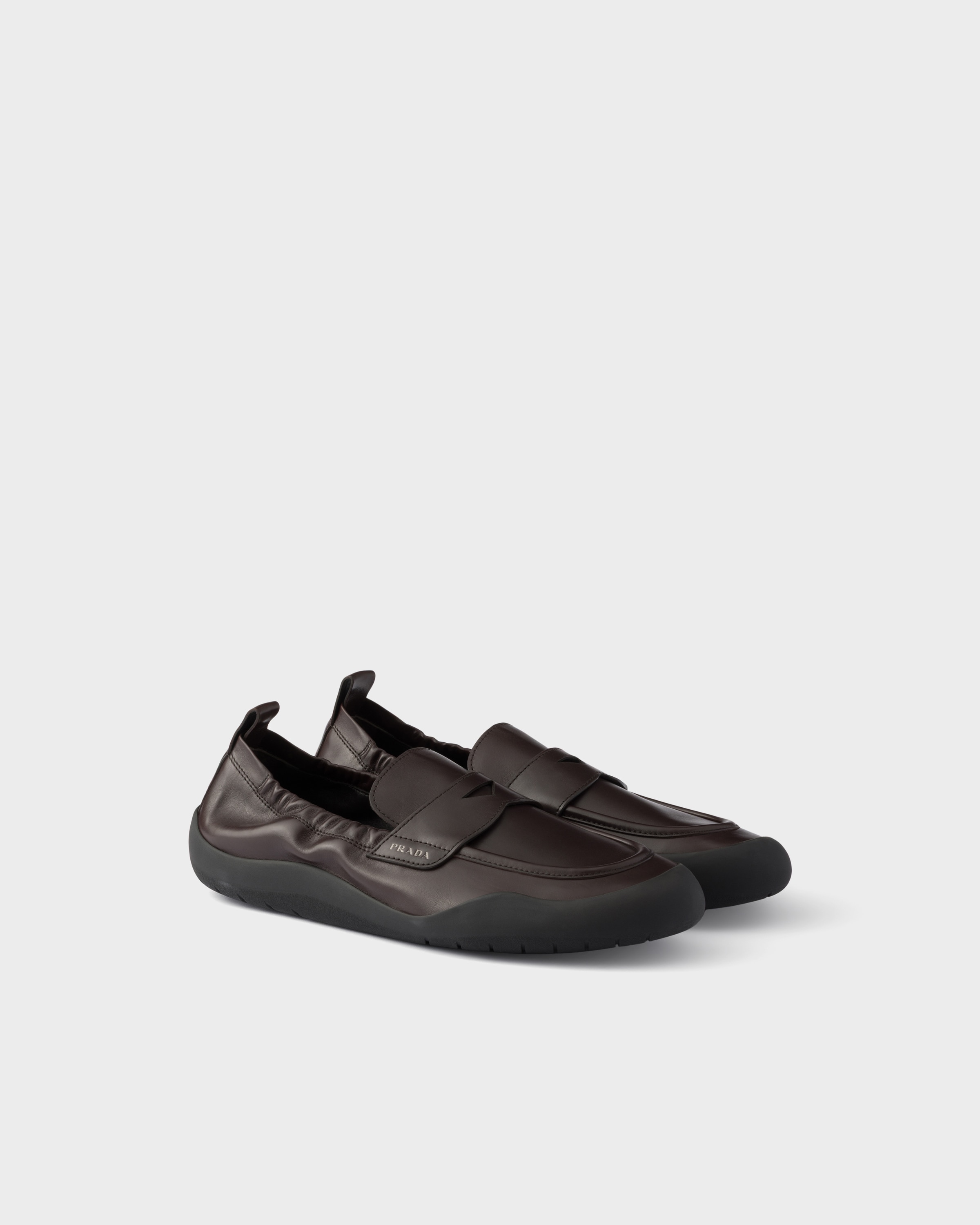 Dark Brown Speedrock leather loafers | PRADA - Brazil