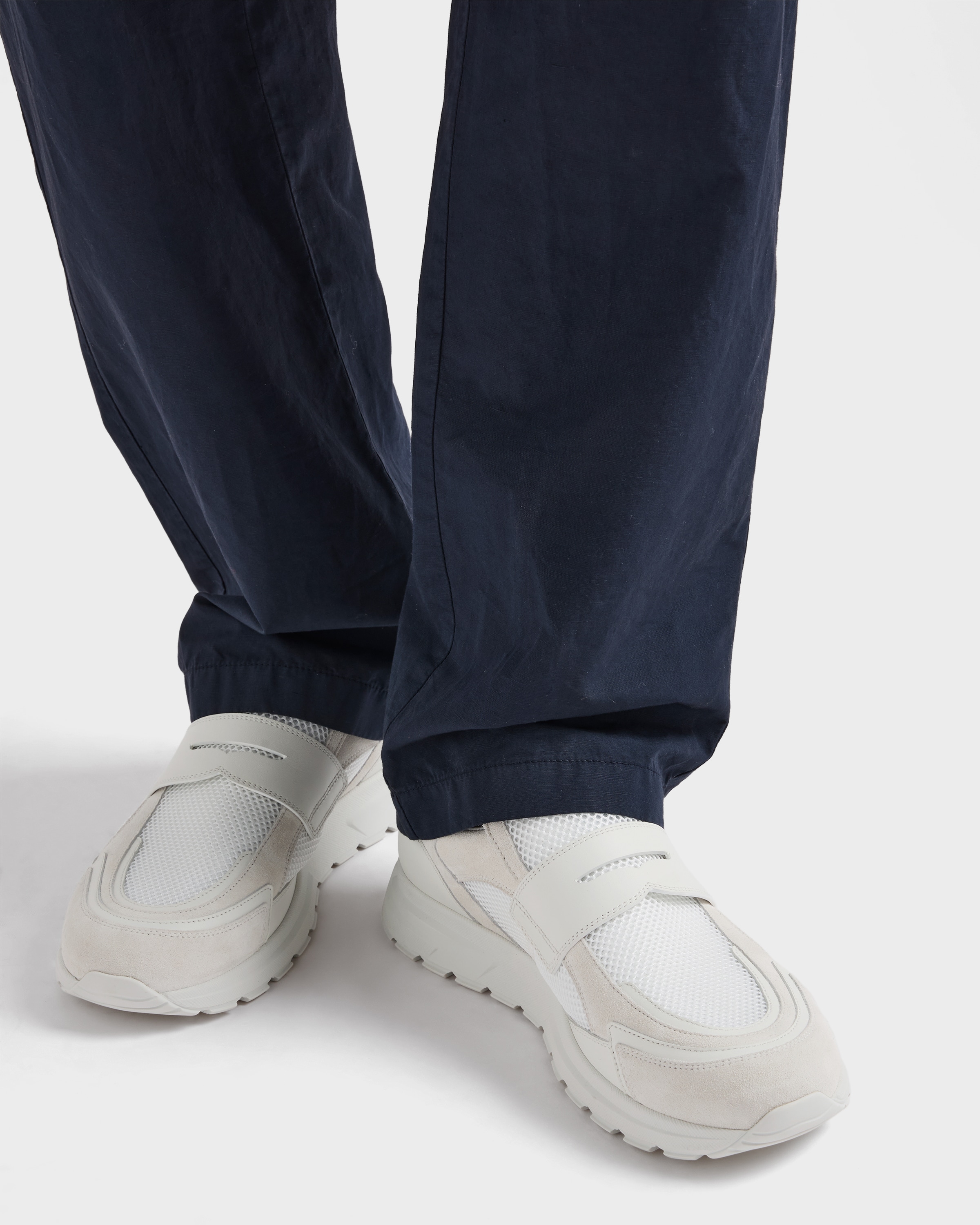 PRADA ホワイト ローファー ホワイト プラダ PRAX メッシュファブリック レザー ローファー