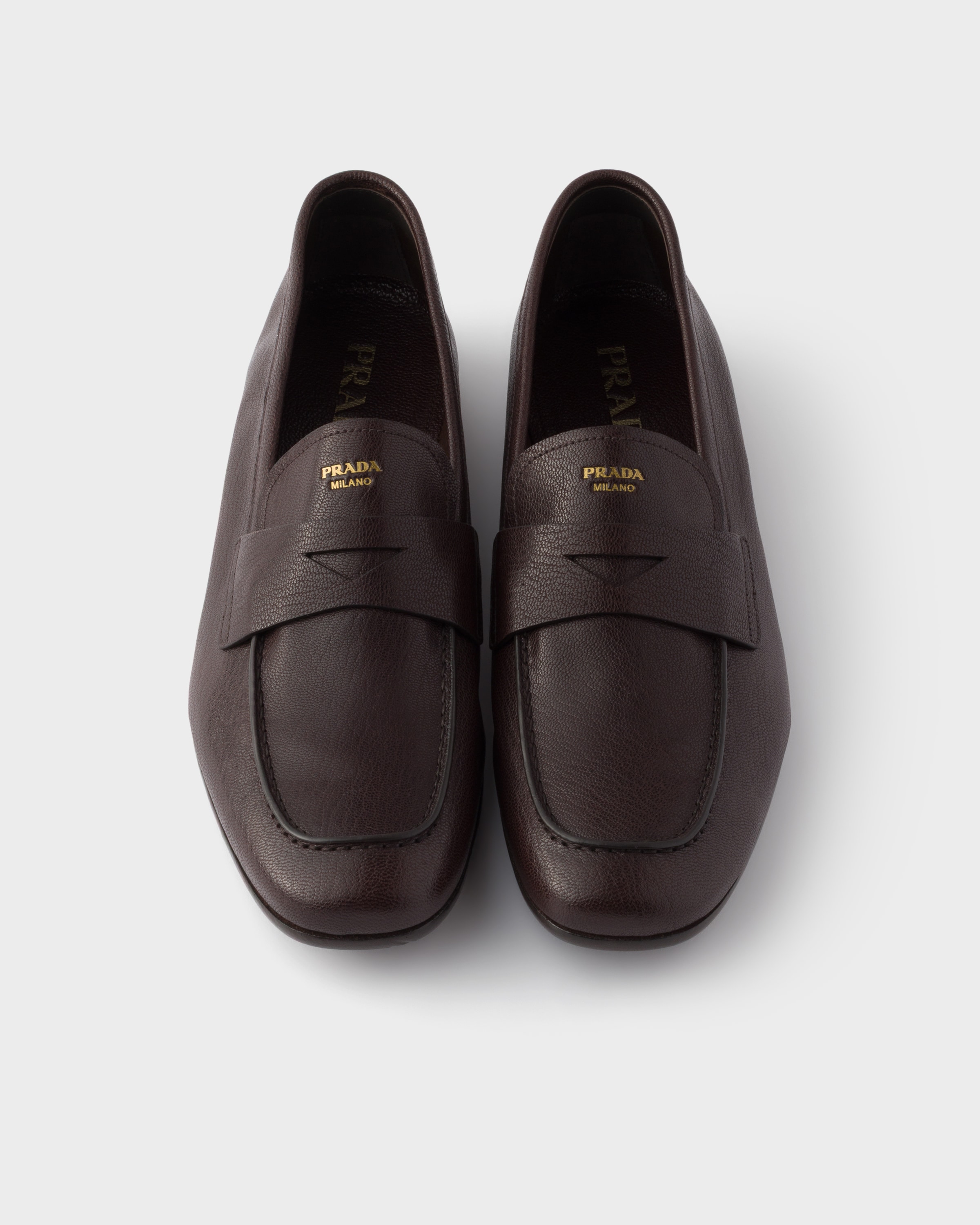 Dark Brown Leather Loafers | PRADA