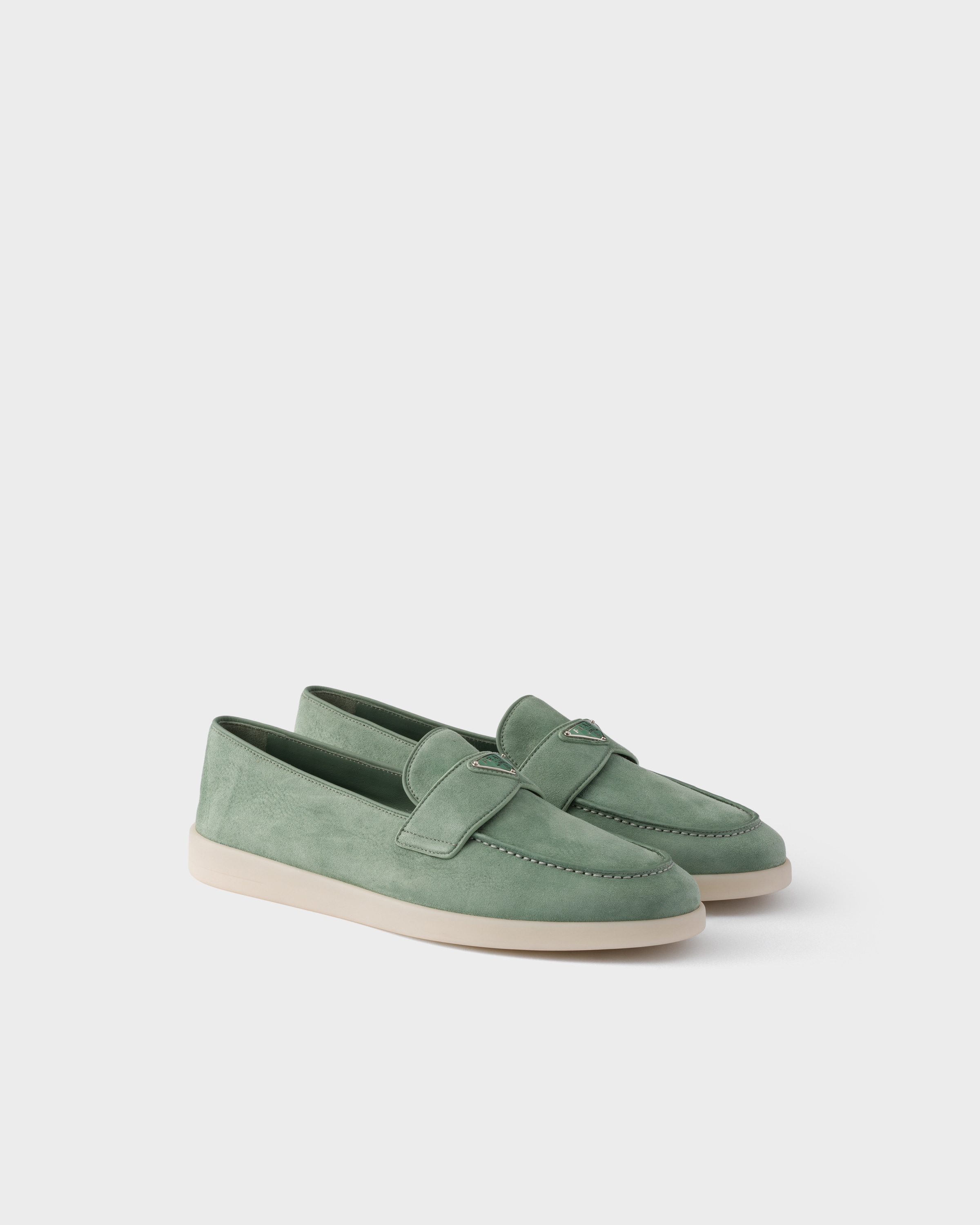 PRADA オリーブグリーン ローファー　361/2 Sage Green Suede loafers | PRADA - Monaco