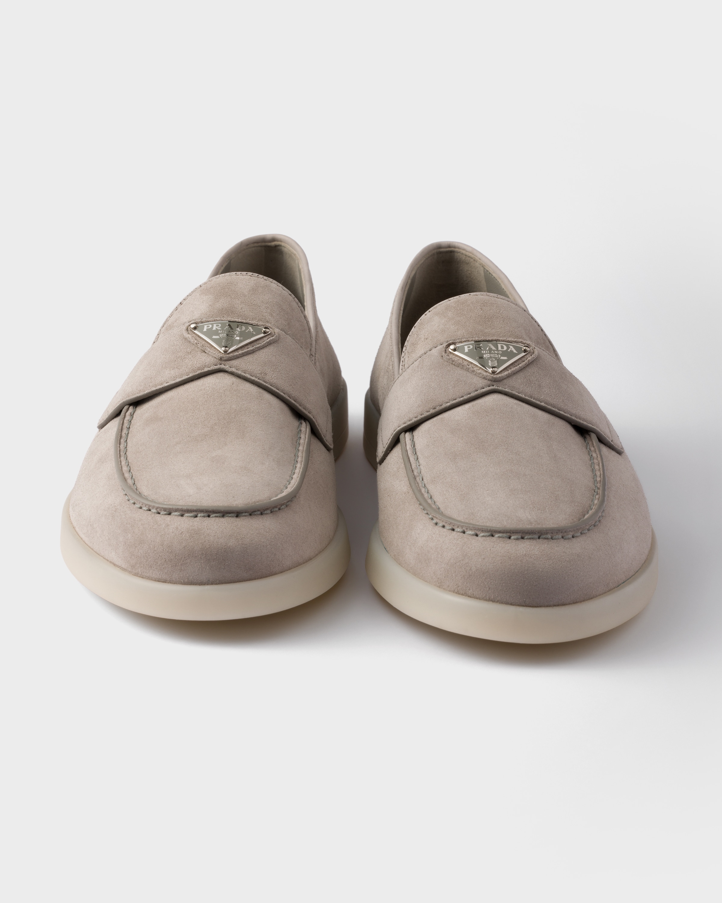 Authentic Prada Taupe Grey Suede Slip-On Loafers Size Size 40 EU Prada Saint Tropez Suede Loafers - Bergdorf Goodman main image 2