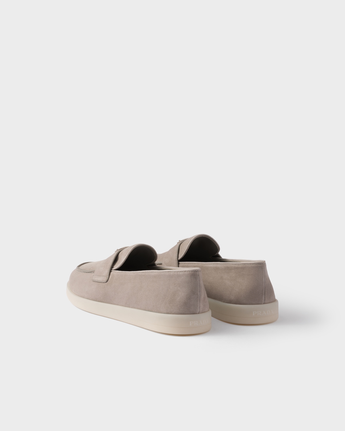 Cloudy Gray Suede Loafers | PRADA