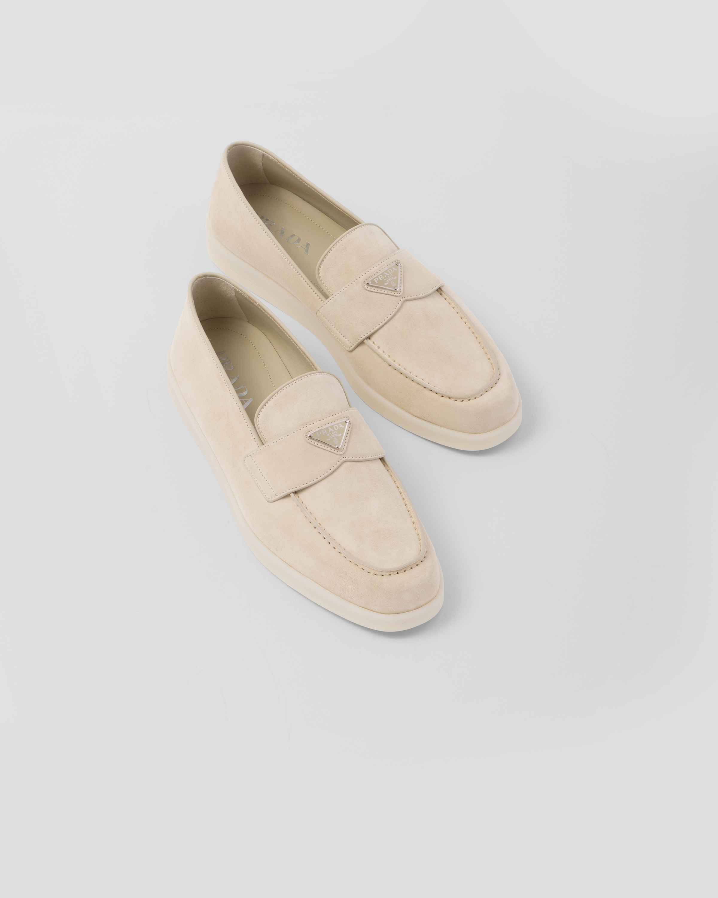 Prada Suede Loafers In Desert Beige