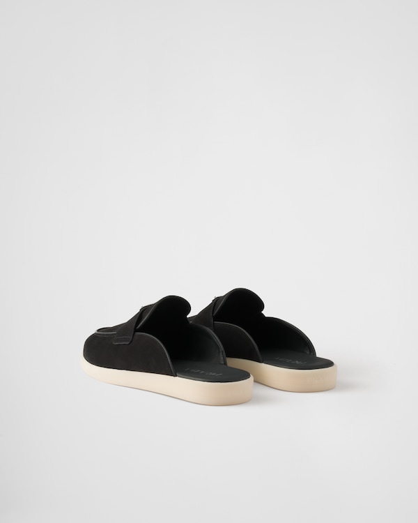 Mules en veau velours - Noir Mules en veau velours - Noir