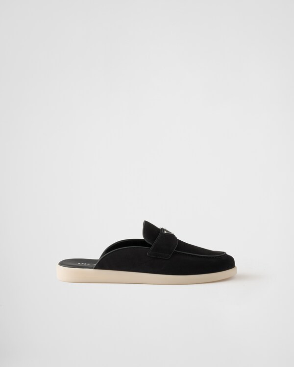 Mules en veau velours - Noir Mules en veau velours - Noir