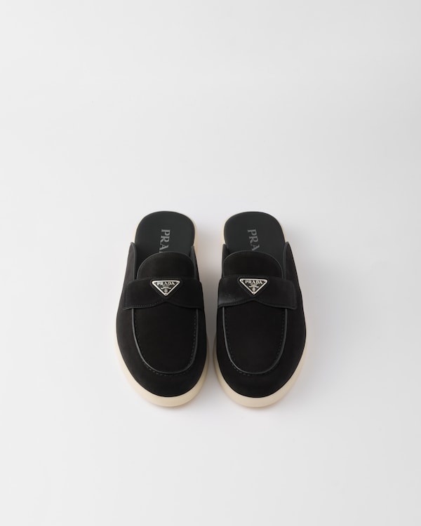 Mules en veau velours - Noir Mules en veau velours - Noir