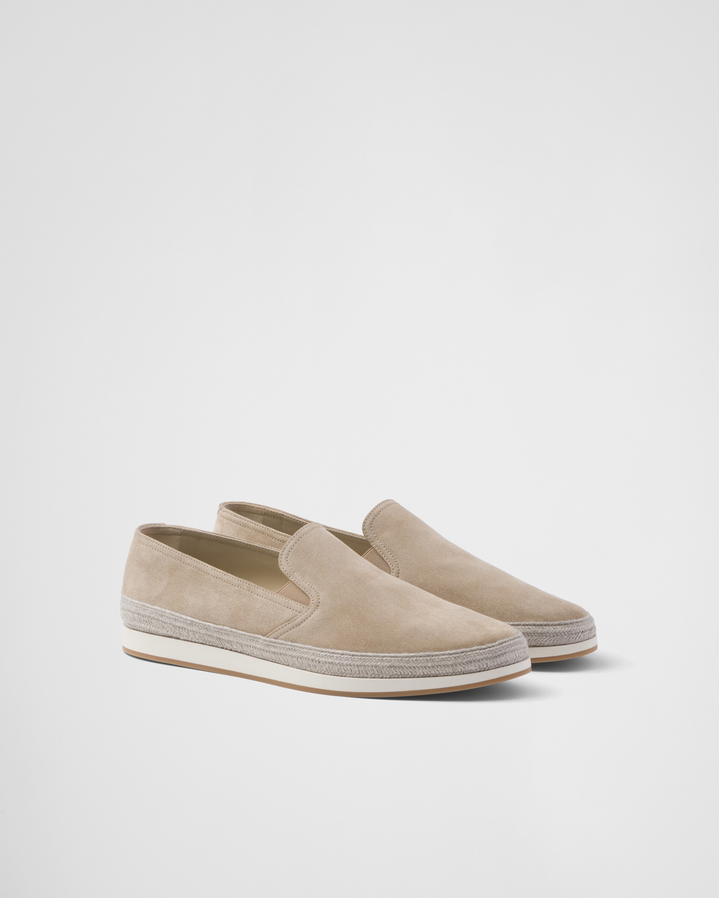 Prada Suede Slippers In Desert Beige