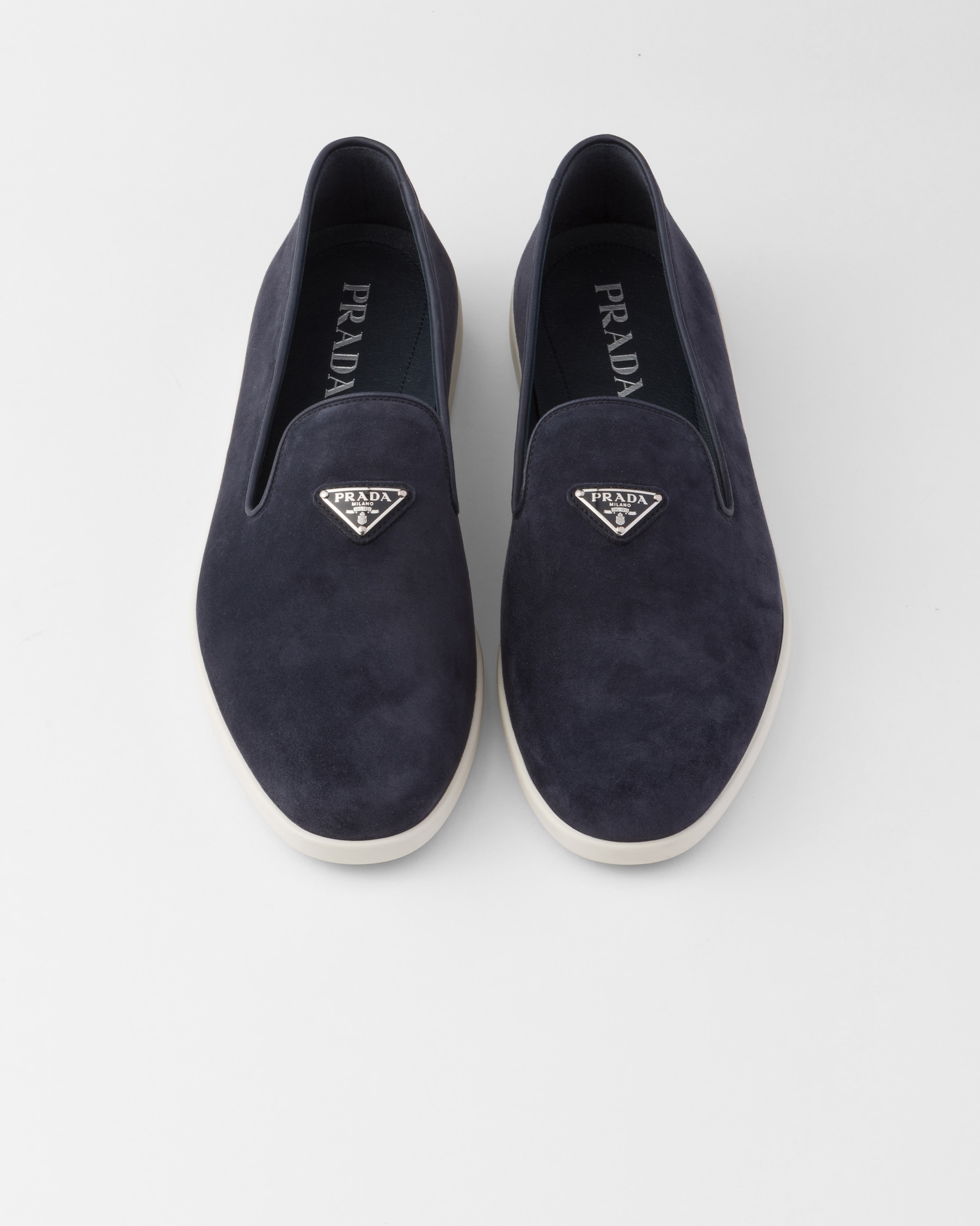 Navy Suede Calf Leather Slip-ons | PRADA