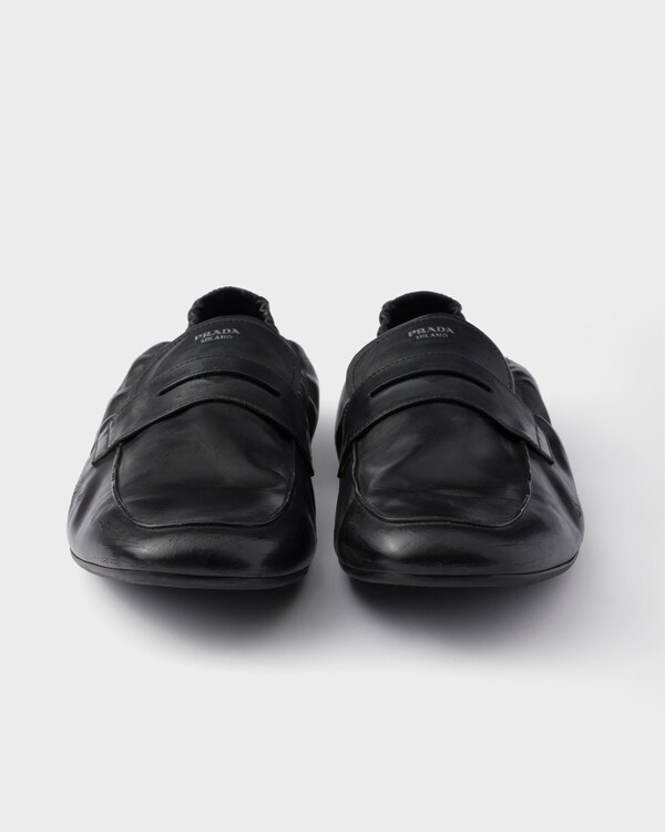 プラダ シャッフル アンティークレザー ローファー - ブラック プラダ シャッフル アンティークレザー ローファー - ブラック