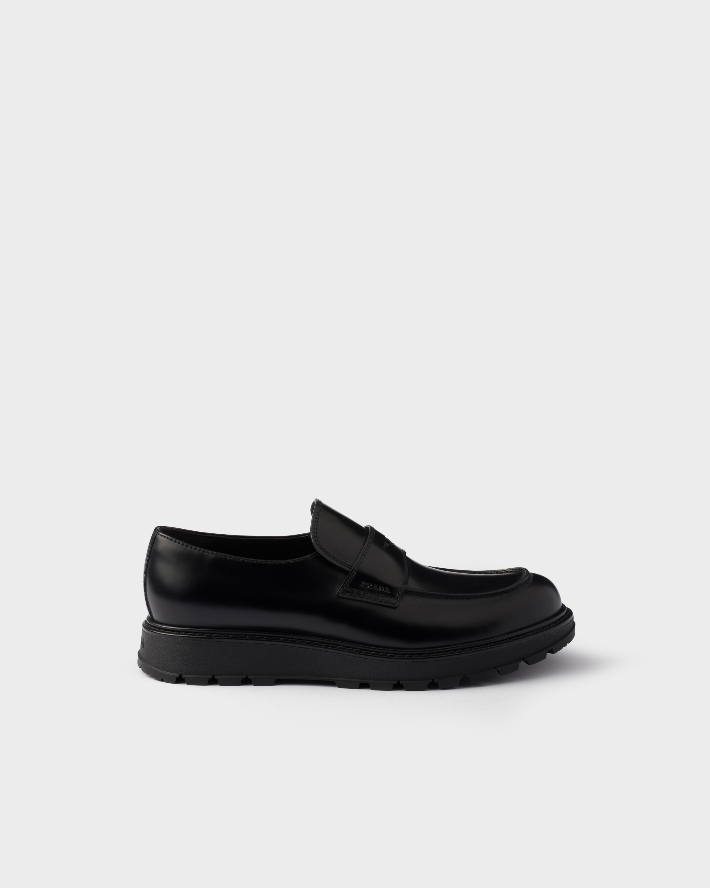 Prada Mocasines De Piel Cepillada, Hombre, Negro, Talla 9,5