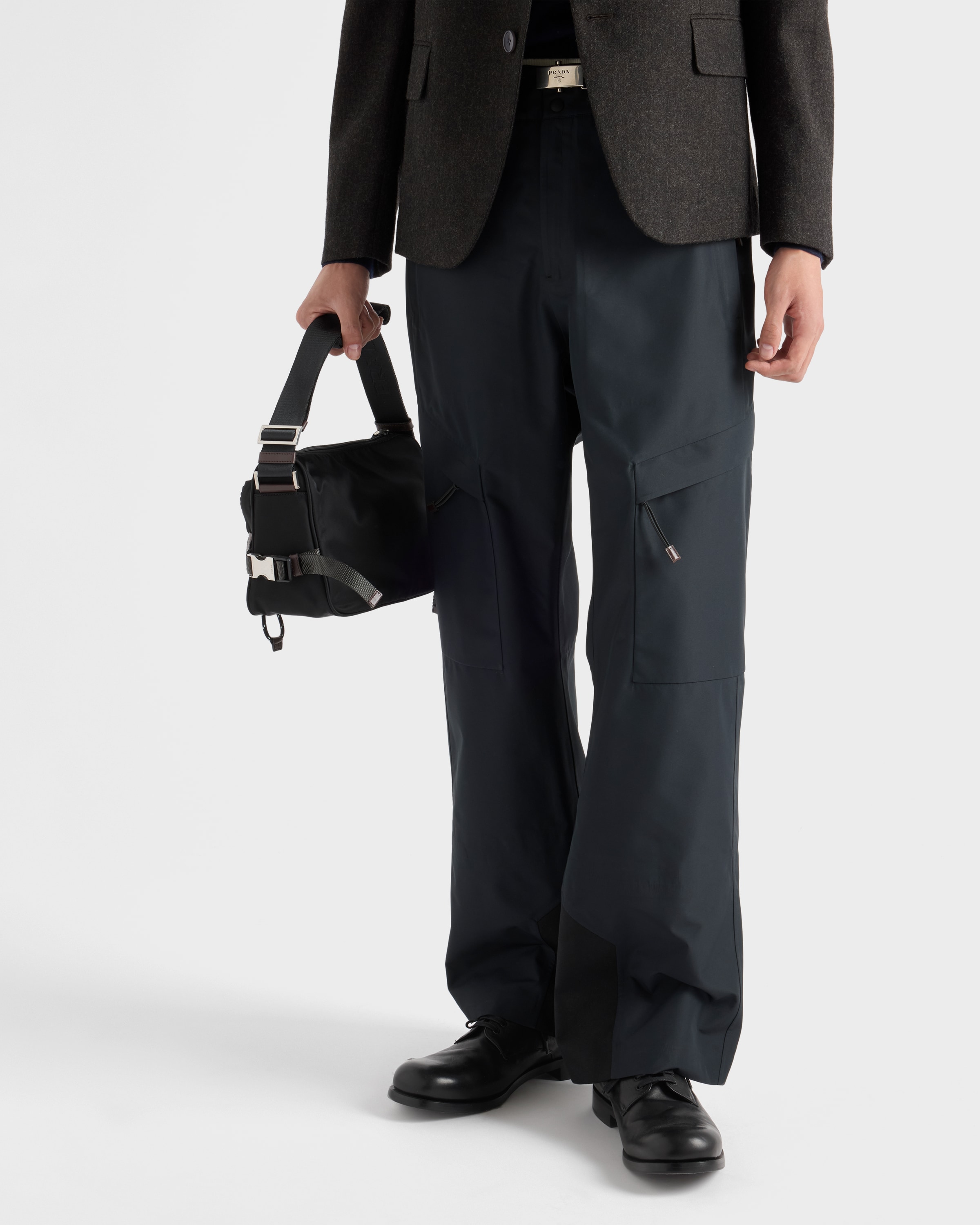 Black Antiqued leather laced derby shoes | PRADA