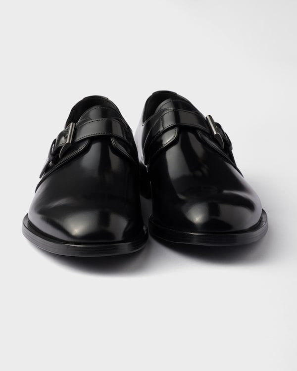 Brushed leather derby shoes with buckle - Black Brushed leather derby shoes with buckle - Black