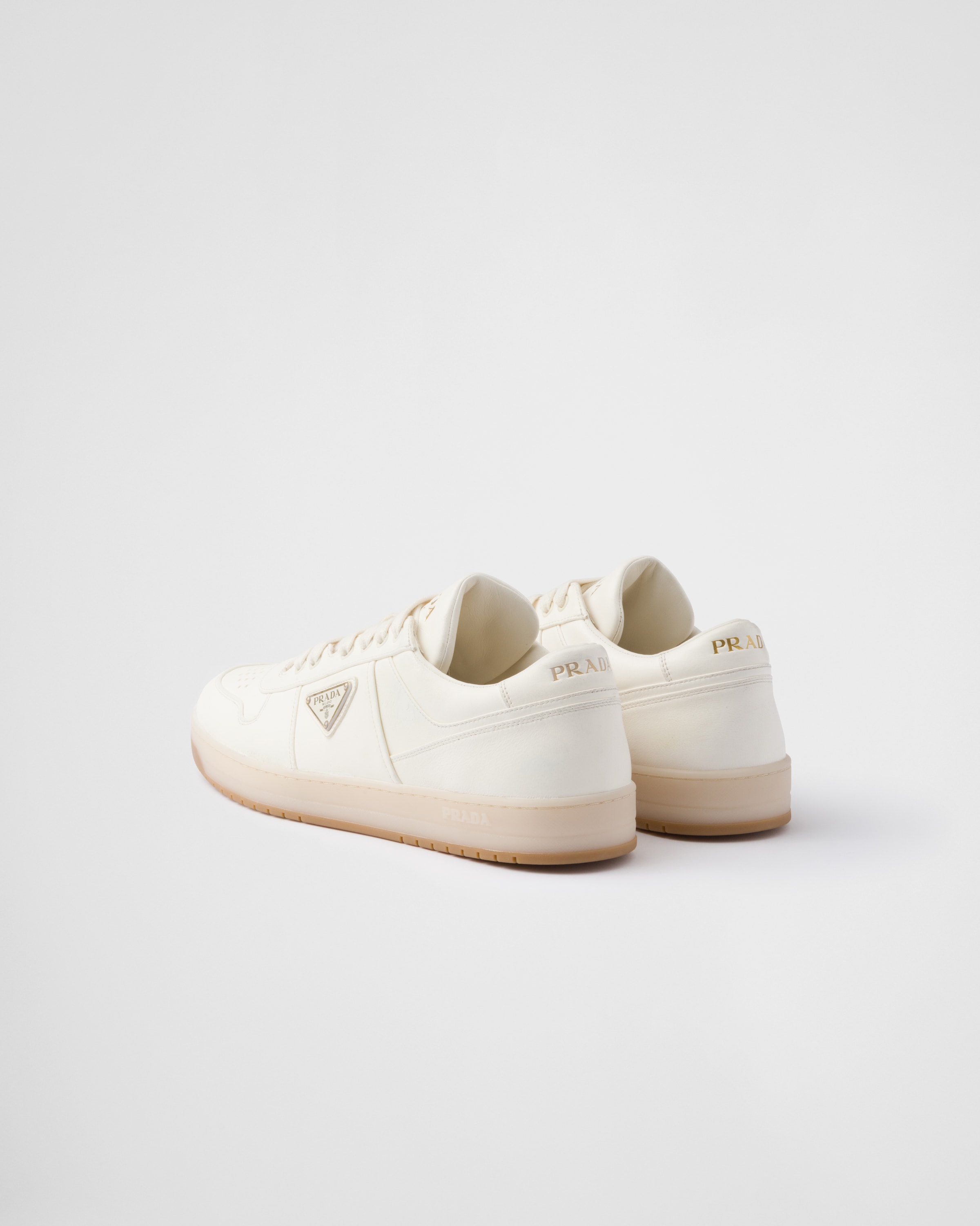 Shop Prada Downtown Sneaker Aus Nappa-leder In Ivory