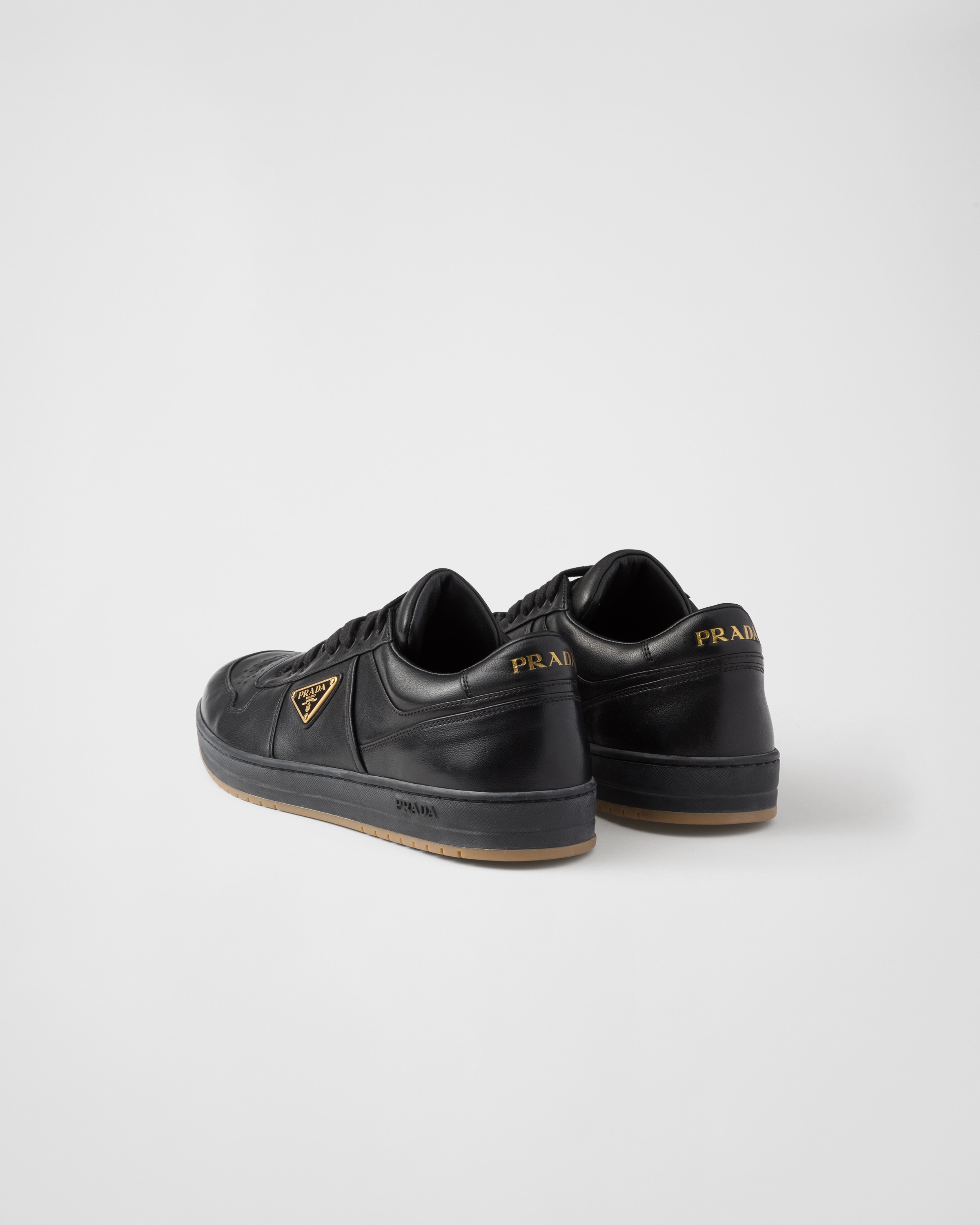 Shop Prada Downtown Nappa Leather Sneakers In Black